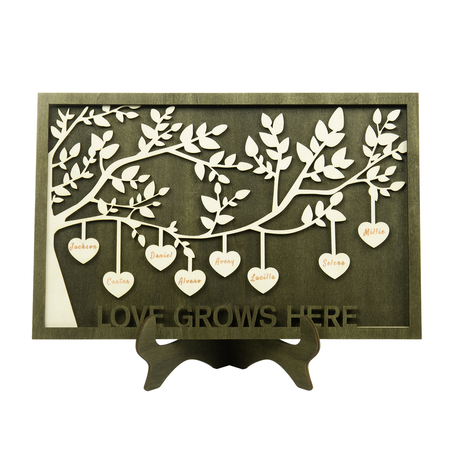 Family Tree Wood Frame Personalised Family Tree Sign Engrave 8 Names Keepsake Gifts-Jessemade AU