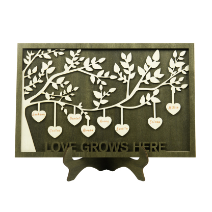 Family Tree Wood Frame Personalised Family Tree Sign Engrave 8 Names Keepsake Gifts-Jessemade AU