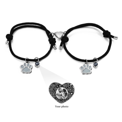 Personalised Photo Projection Bracelet Set Dog Paw Fluorescent Magnetic Bracelet Matching Gifts For Couples/Friends-Jessemade AU