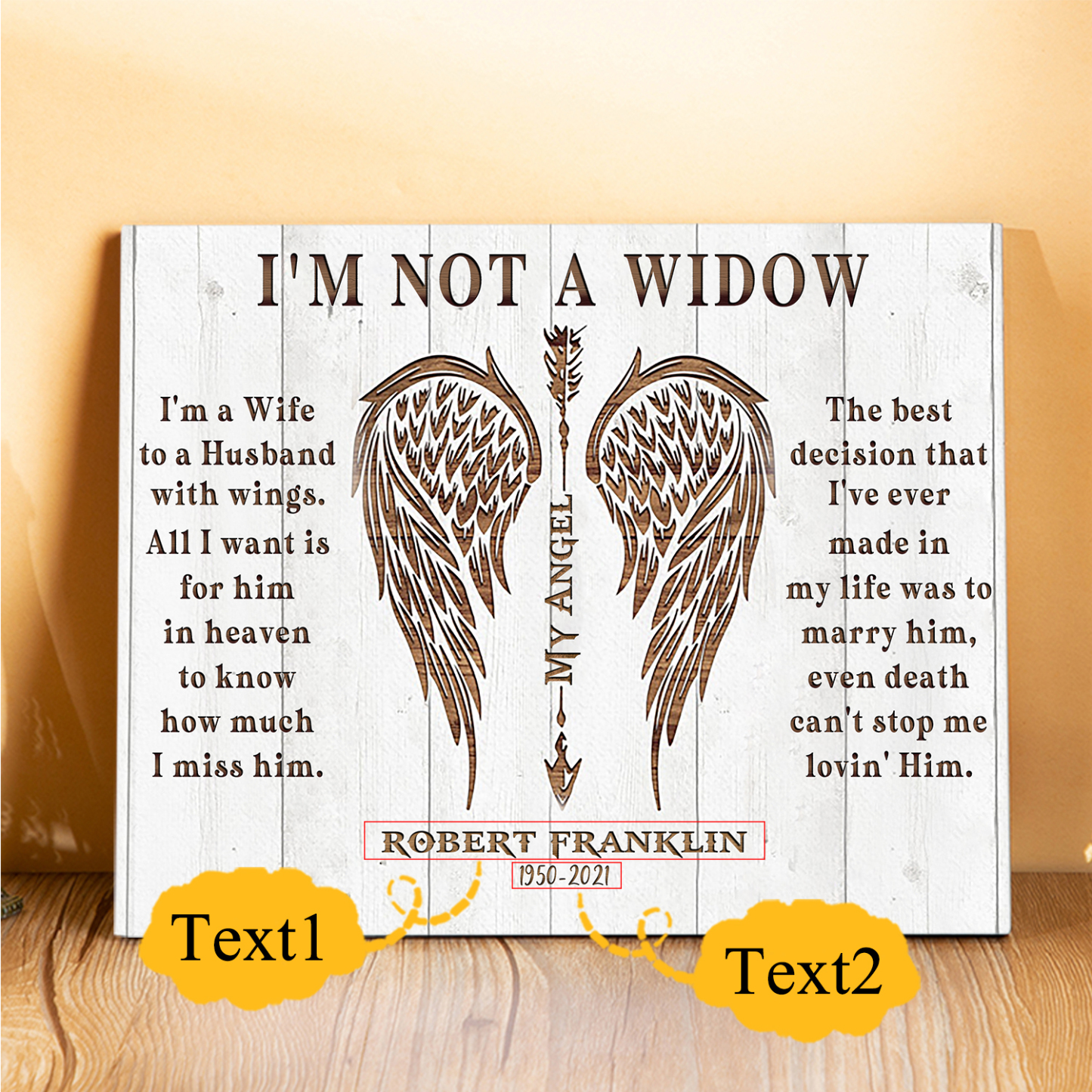 Memorial Wooden Plaque Custom Texts Art Decorations Picture Board Desktop Ornaments - I'm Not A Widow-Jessemade AU
