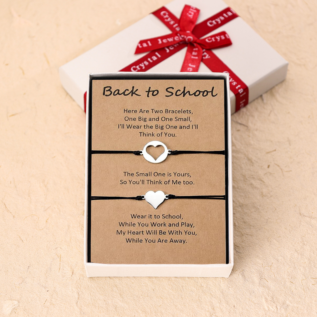 Mother and Daughter Love Heart Bracelet Set Back To School Gift Adjustable String Bracelet-Jessemade AU