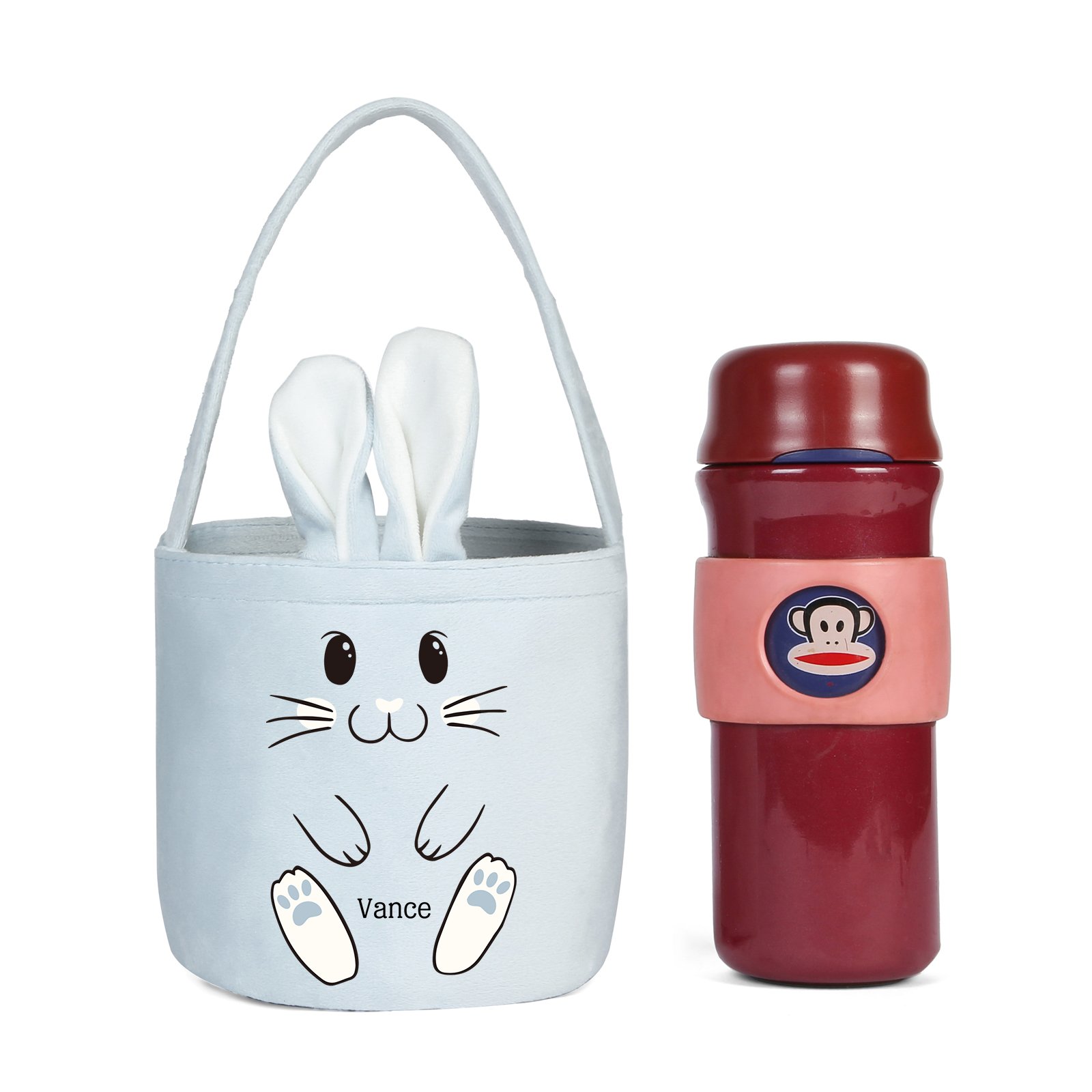 Personalised Bunny Tote Bag Customised With Name Bucket Bag Bunny Basket Easter Gifts-Jessemade AU