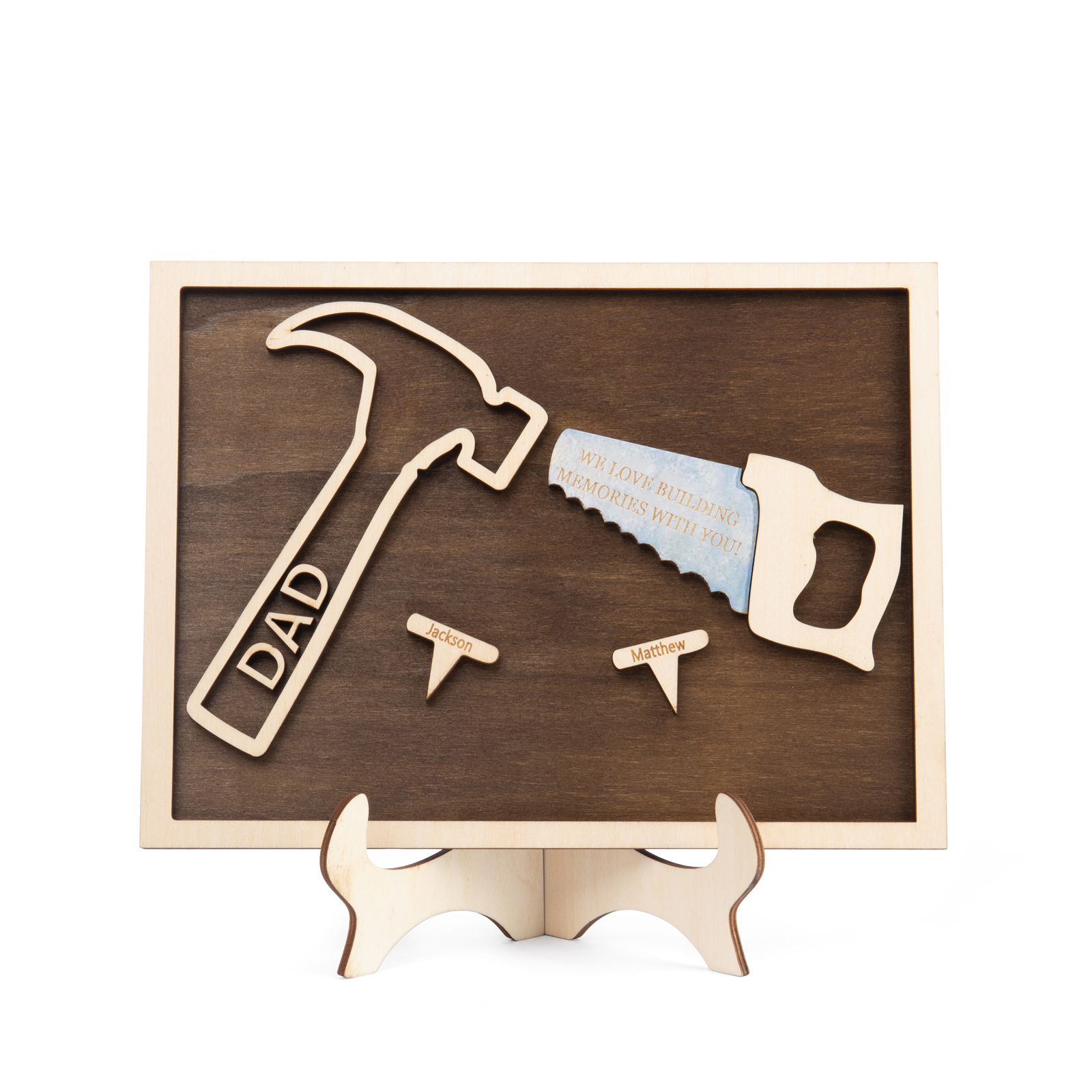 Dad Tool Set Wood Signs Custom 2 Names Father’s Day Handyman Construction Dad Sign-Jessemade AU