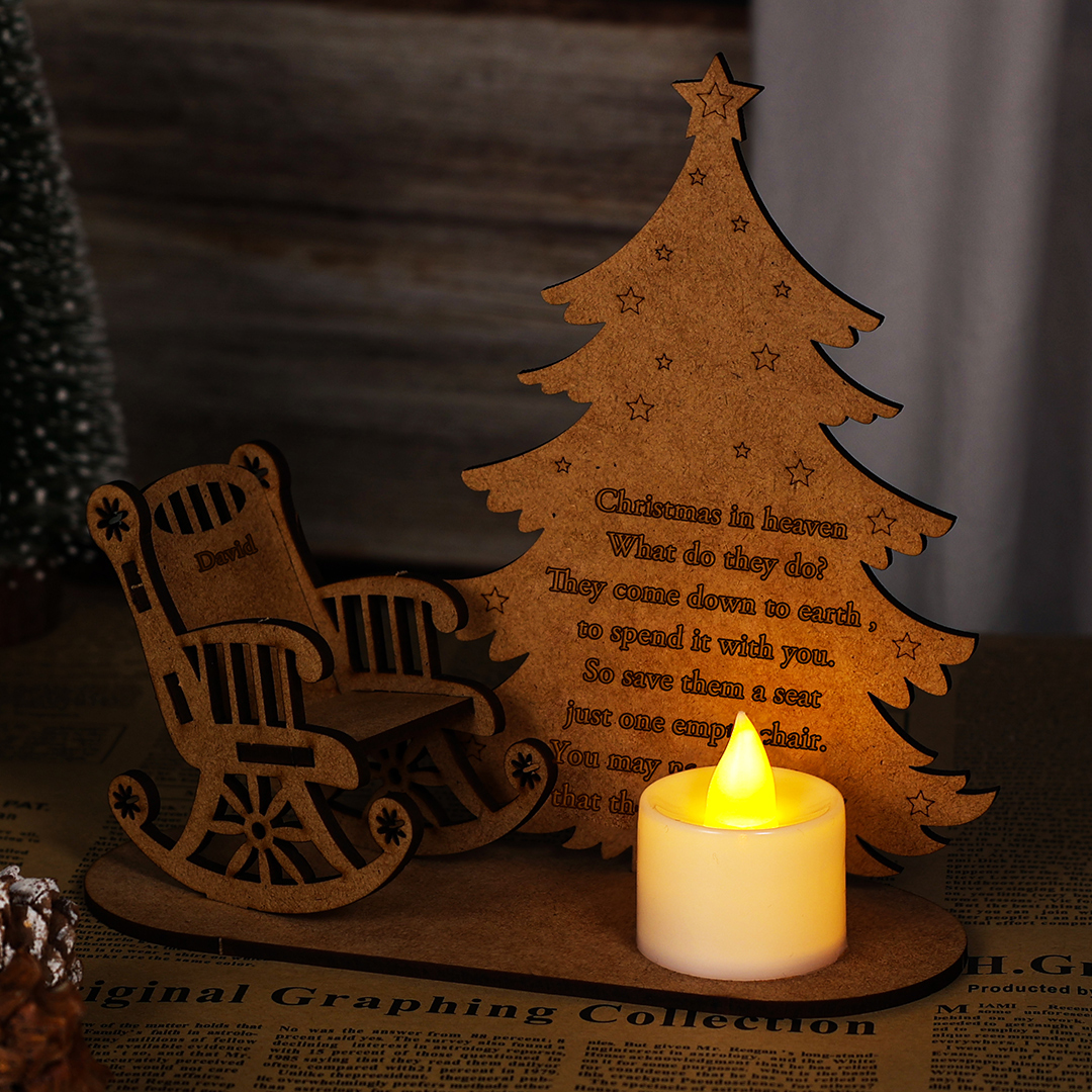 Personalised Christmas in Heaven Rocking Chair Ornament Memorial Tabletop Plaque-Jessemade AU