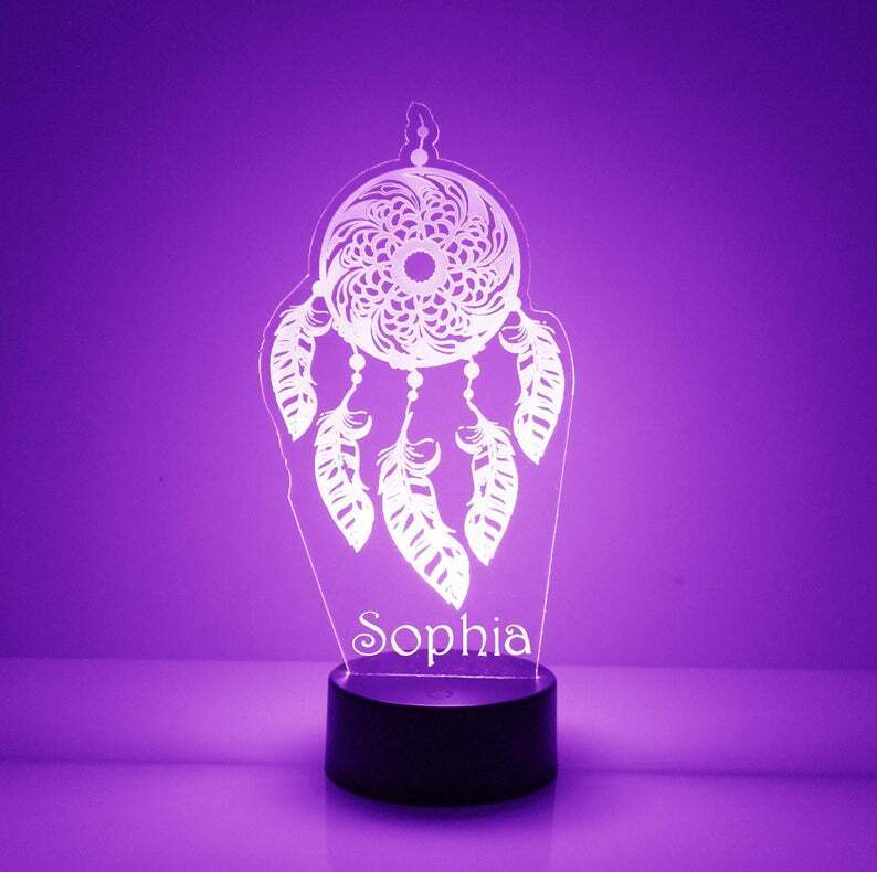 Dream Catcher LED Night Light 7 colour Discoloured Lamp Custom Name Home Decoration Gifts-Jessemade AU