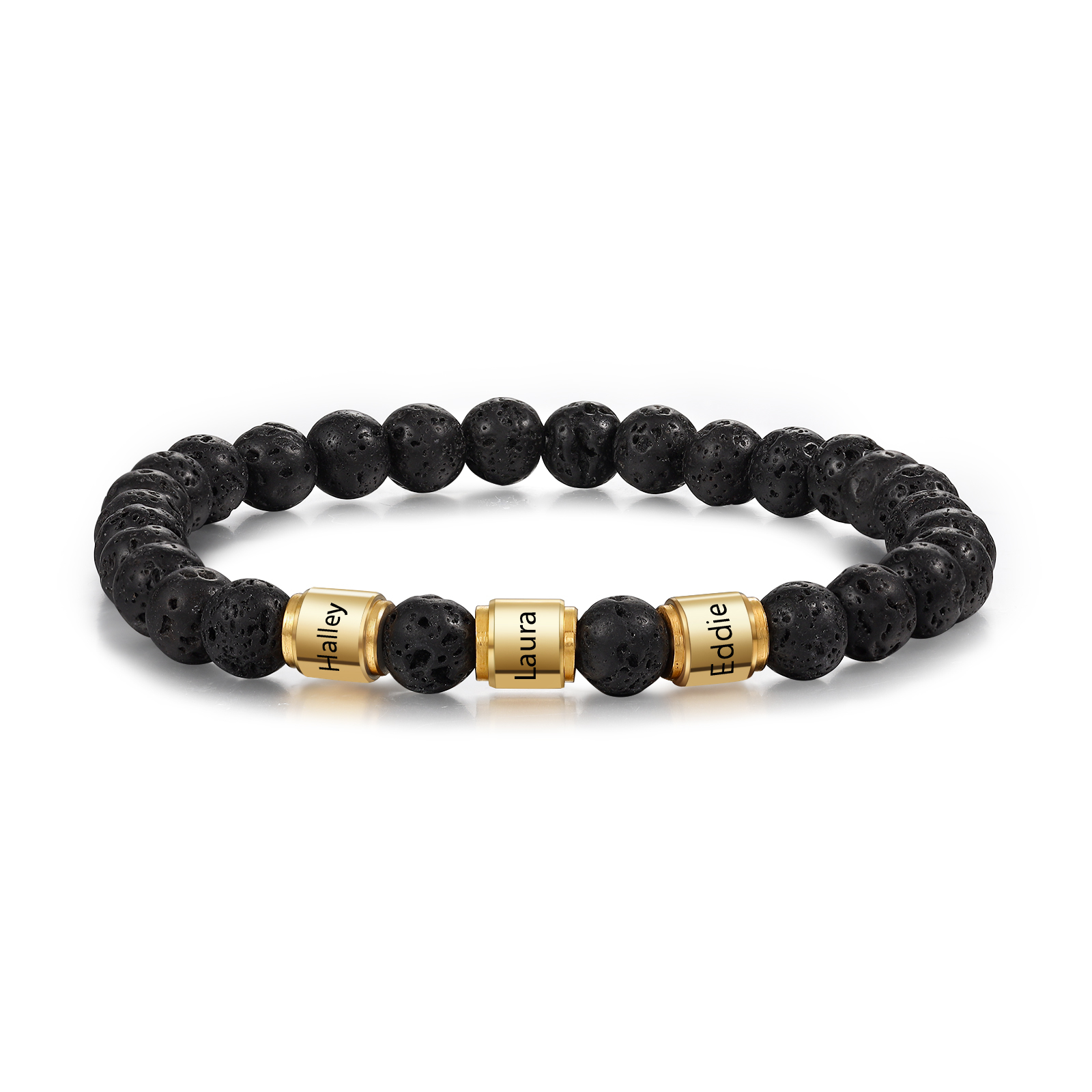 3 Names - Personalised Men's Bracelet Customised Name Beaded Bracelet Volcanic Stone Bracelet Gift for Him-Jessemade AU