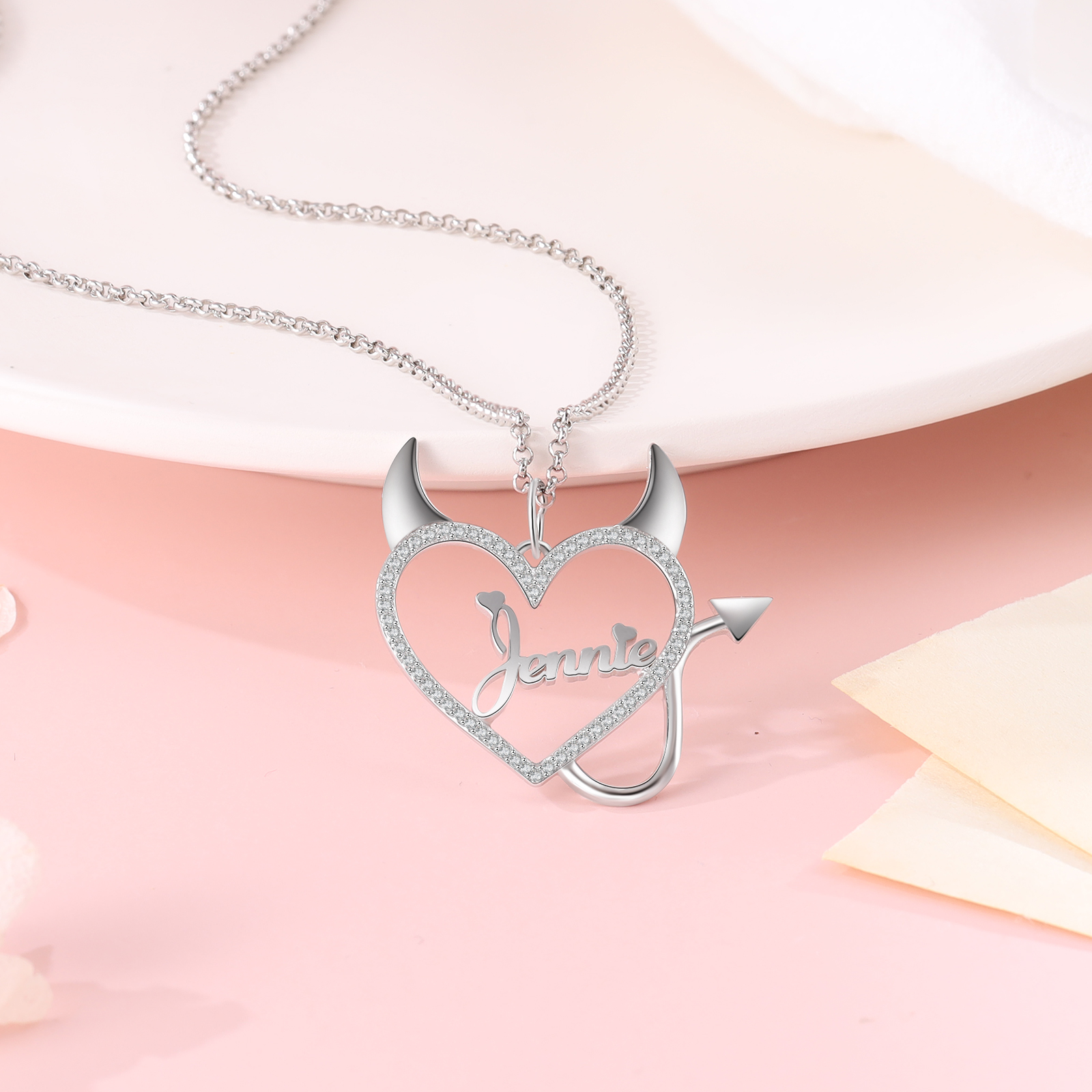 Personalised Heart Necklace Custom 1 Name Necklace Gift For Women-Jessemade AU