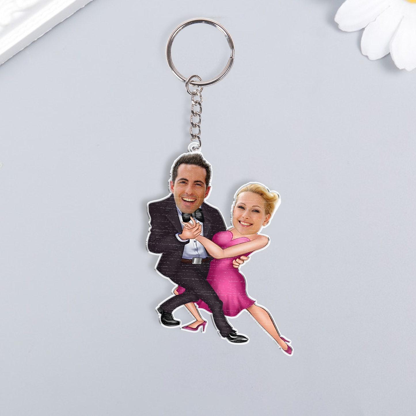 Custom 2 Photos Acrylic Keychain Dancing Couple Hanging Ornament Creative Personalised Gift for Him/Her-Jessemade AU