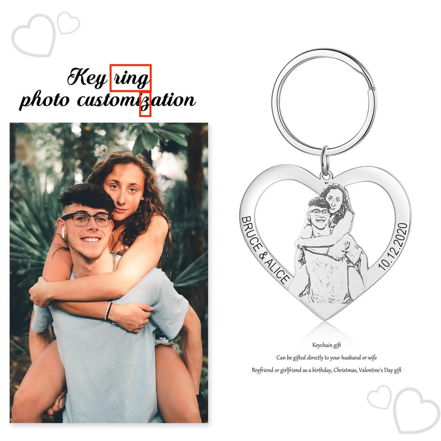 Personalised Keychain Engraved Photo Keychain Gifts For Lover-Jessemade AU