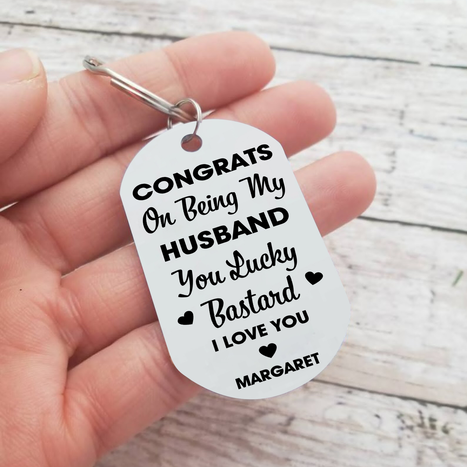 Congrats On Being My Husband - Personalised Couple Keychain Custom Name & Photo Keyring-Jessemade AU