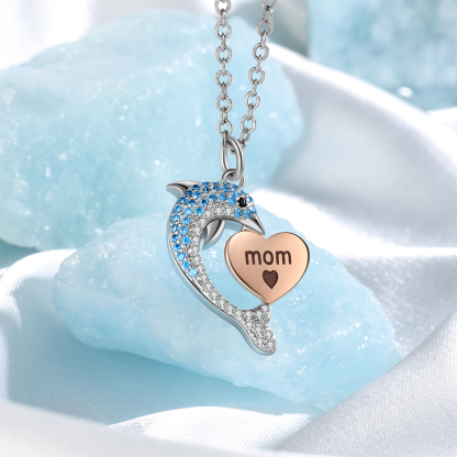 Mother & Daughter Friendship Necklace Personalised Dolphin Necklace With Heart Pendant Custom Names Gifts for Her-Jessemade AU