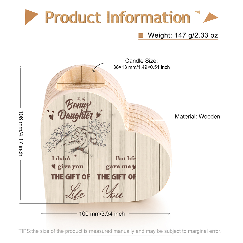 To My Daughter Wooden Heart Candle Holder "life gave me the gift of you"-Jessemade AU