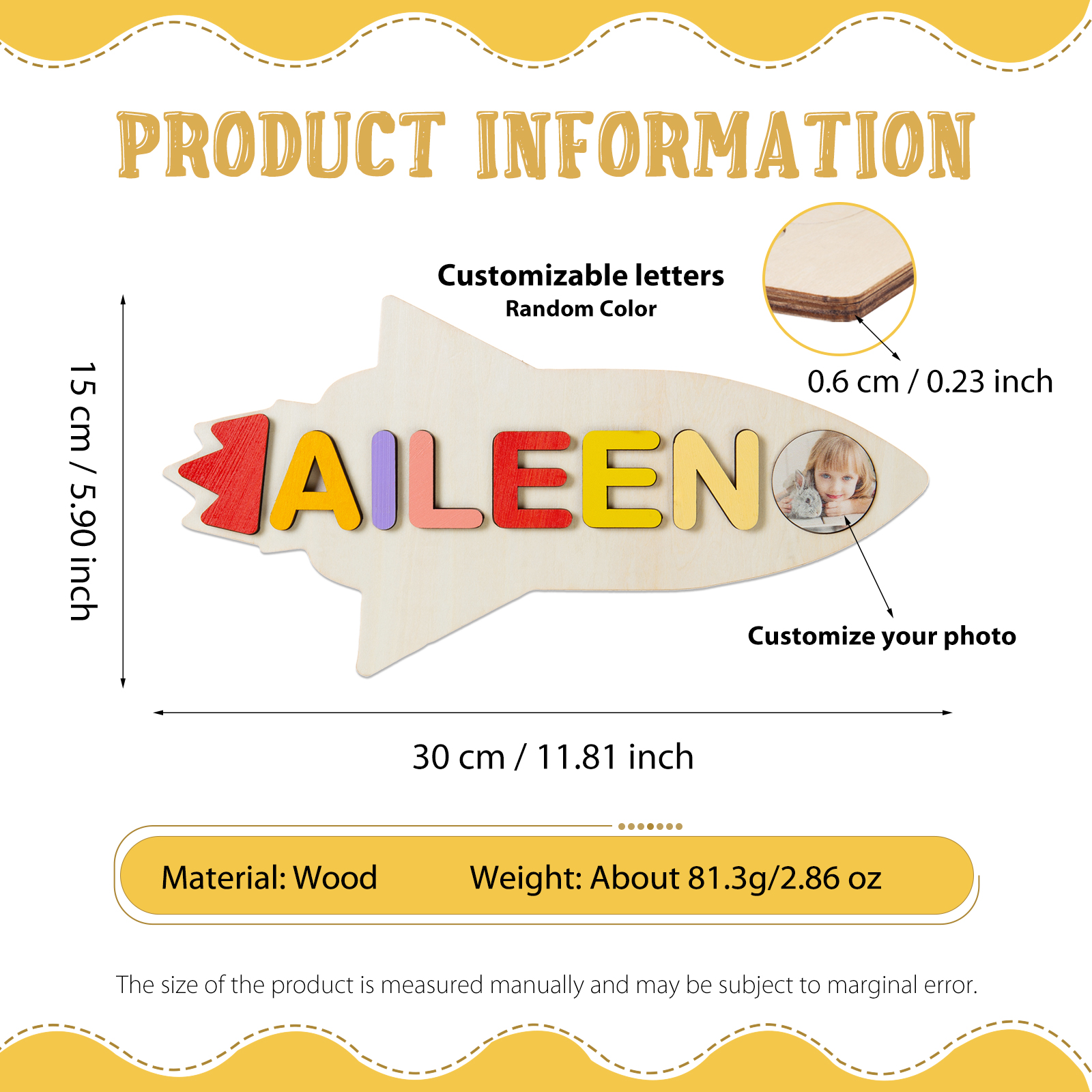 Personalised Kid's Wooden Name Alphabet Puzzle Toy for Toddlers Early Learning Child Toy-Jessemade AU