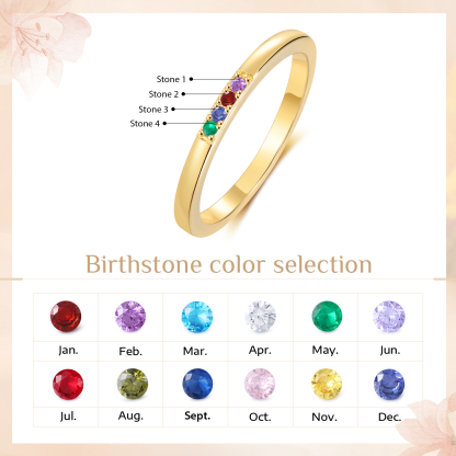 Personalised Women's Ring Custom 4 Birthstones Ring Birthday Gift for Her-Jessemade AU
