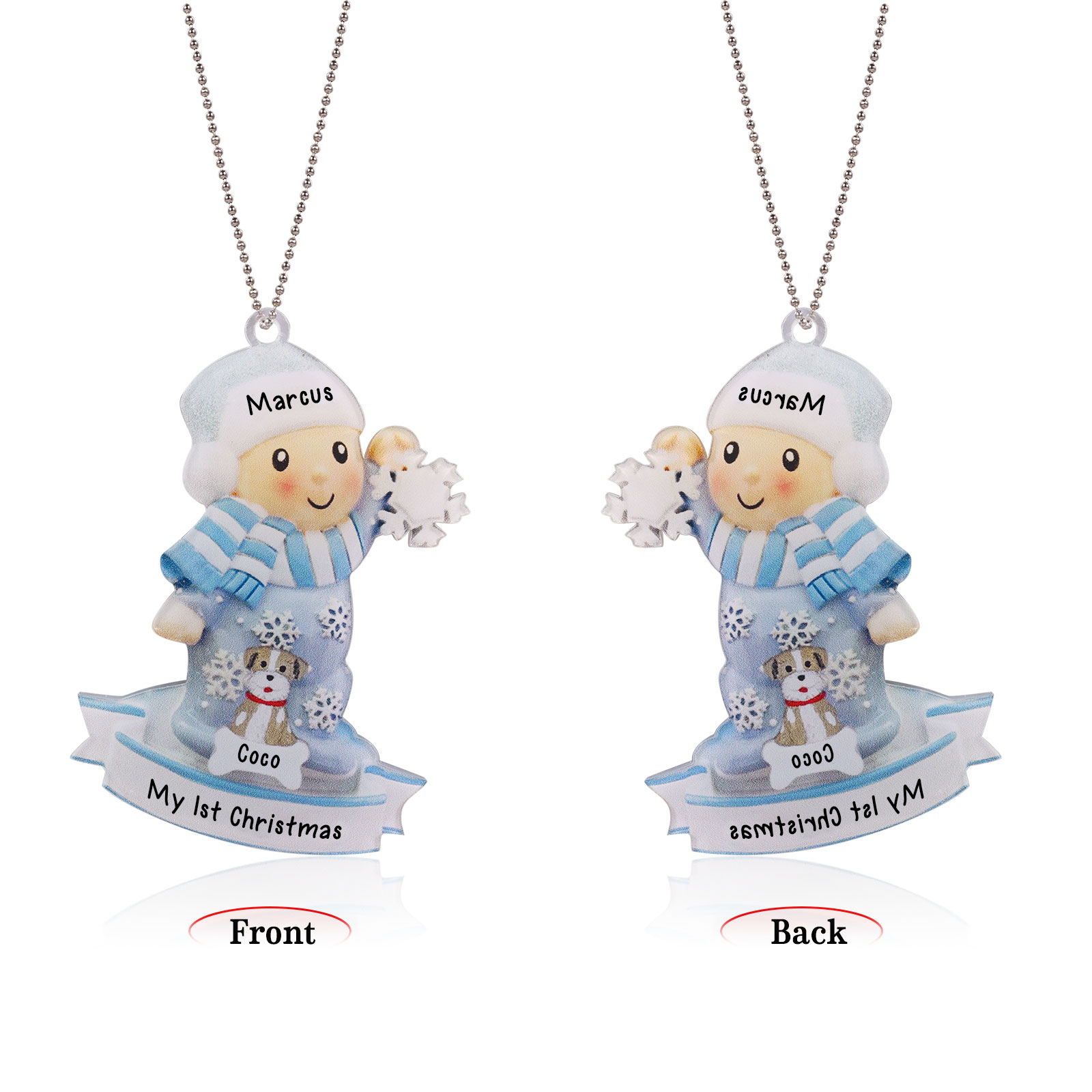 My First Christmas Personalised Acrylic Christmas Ornament Customised Name & Text Hanging Ornaments Pets Christmas Gift for Boys Girls Babies-Jessemade AU