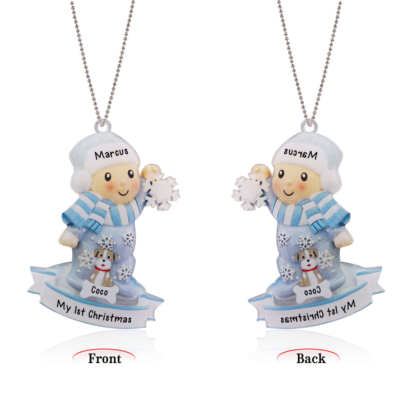 My First Christmas Personalised Acrylic Christmas Ornament Customised Name & Text Hanging Ornaments Pets Christmas Gift for Boys Girls Babies-Jessemade AU