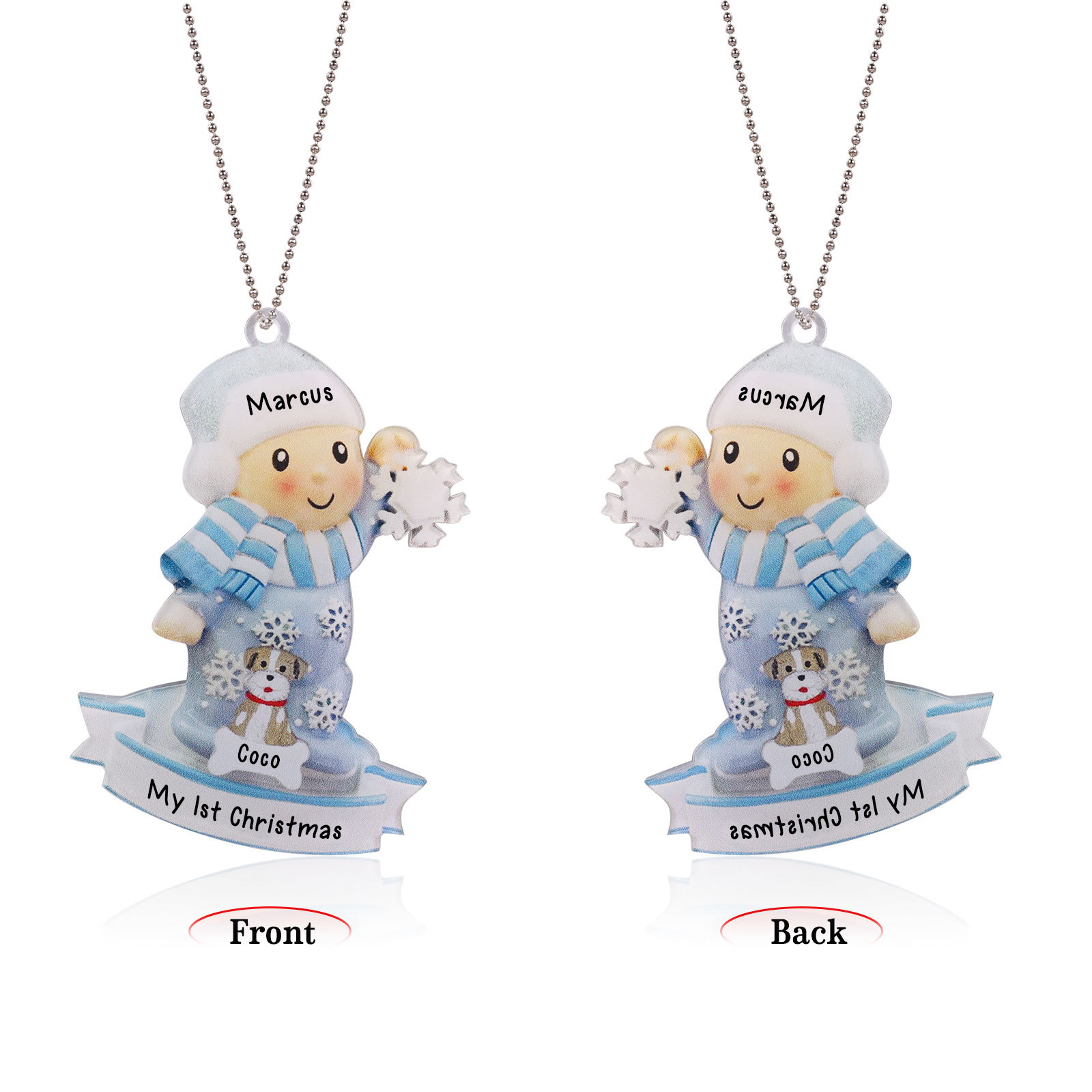 My First Christmas Personalised Acrylic Christmas Ornament Customised Name & Text Hanging Ornaments Pets Christmas Gift for Boys Girls Babies-Jessemade AU