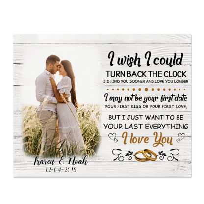Personalised Wooden Plaque Custom 2 Texts & Photo Picture Board Ornaments Couple Gifts - I Wish I Could Turn Back The Clock-Jessemade AU