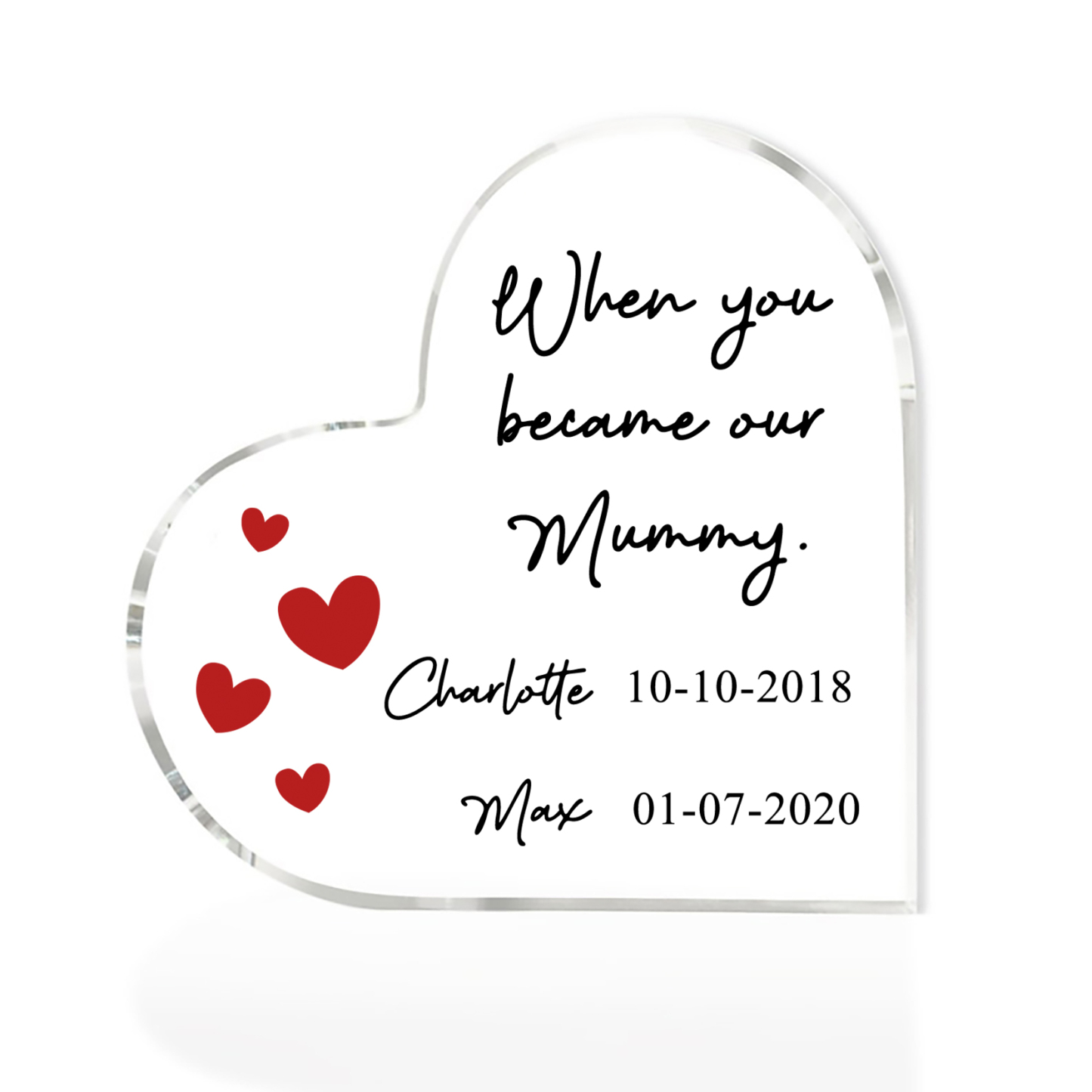 Personalised Name Acrylic Heart Keepsake Custom 2 Texts Ornaments Gifts - When You Became Our Mummy-Jessemade AU