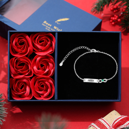 Personalised Infinity Bracelet With 1 Birthstone Engraved Names Bracelet Gift For Women-Jessemade AU