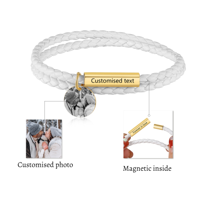 Personalised Leather Bracelet Custom Photo & Text Bracelet Couple Gift for Him/Her-Jessemade AU