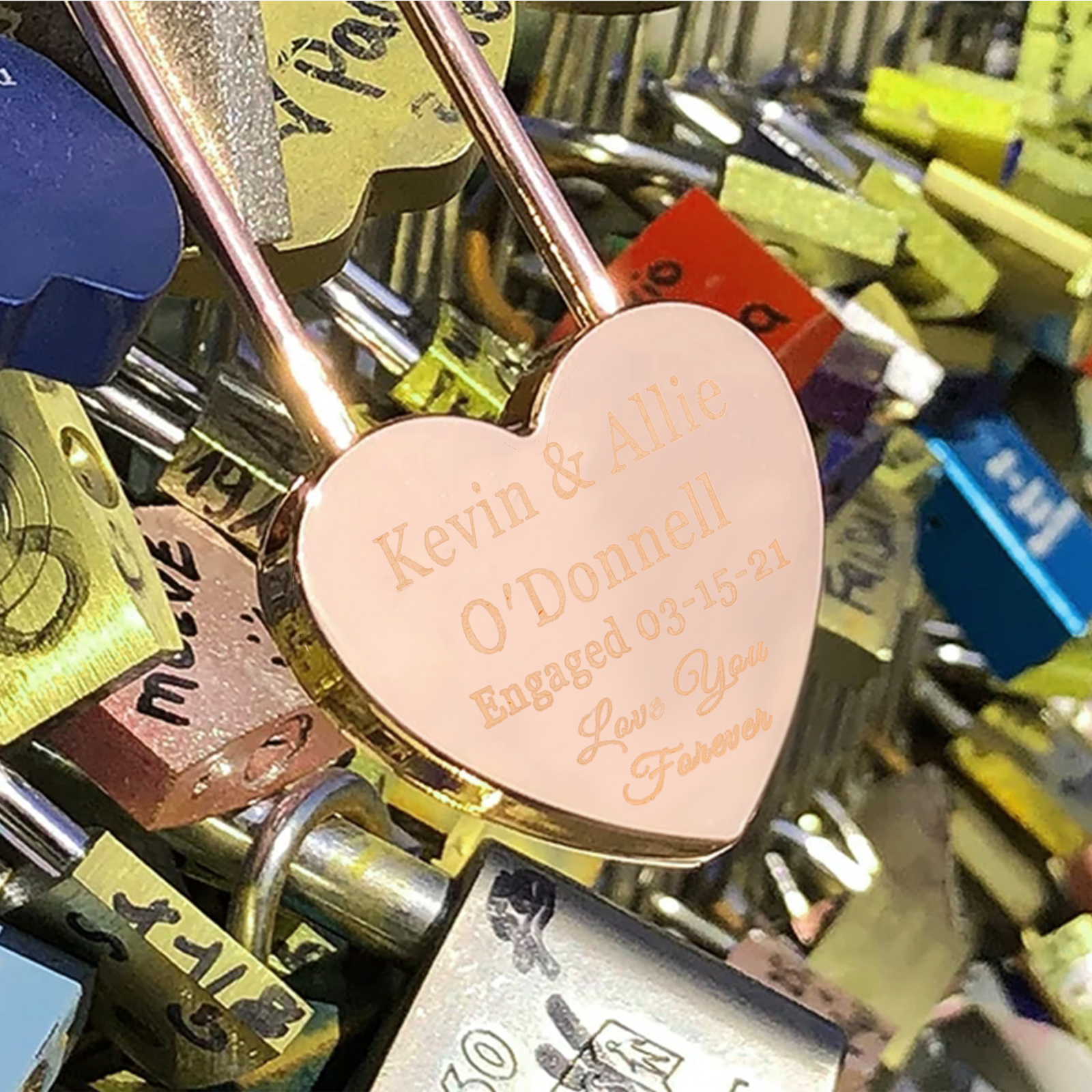 Personalised Heart Engraved Love Lock Custom Names Padlocks Gifts For Couple-Jessemade AU
