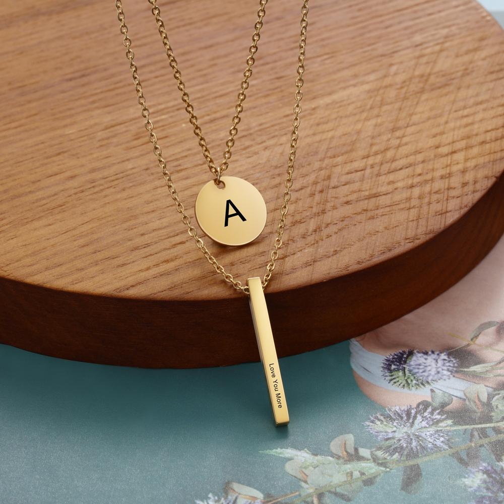 Personalised A-Z Letter Initial Vertical Bar Necklace-Jessemade AU