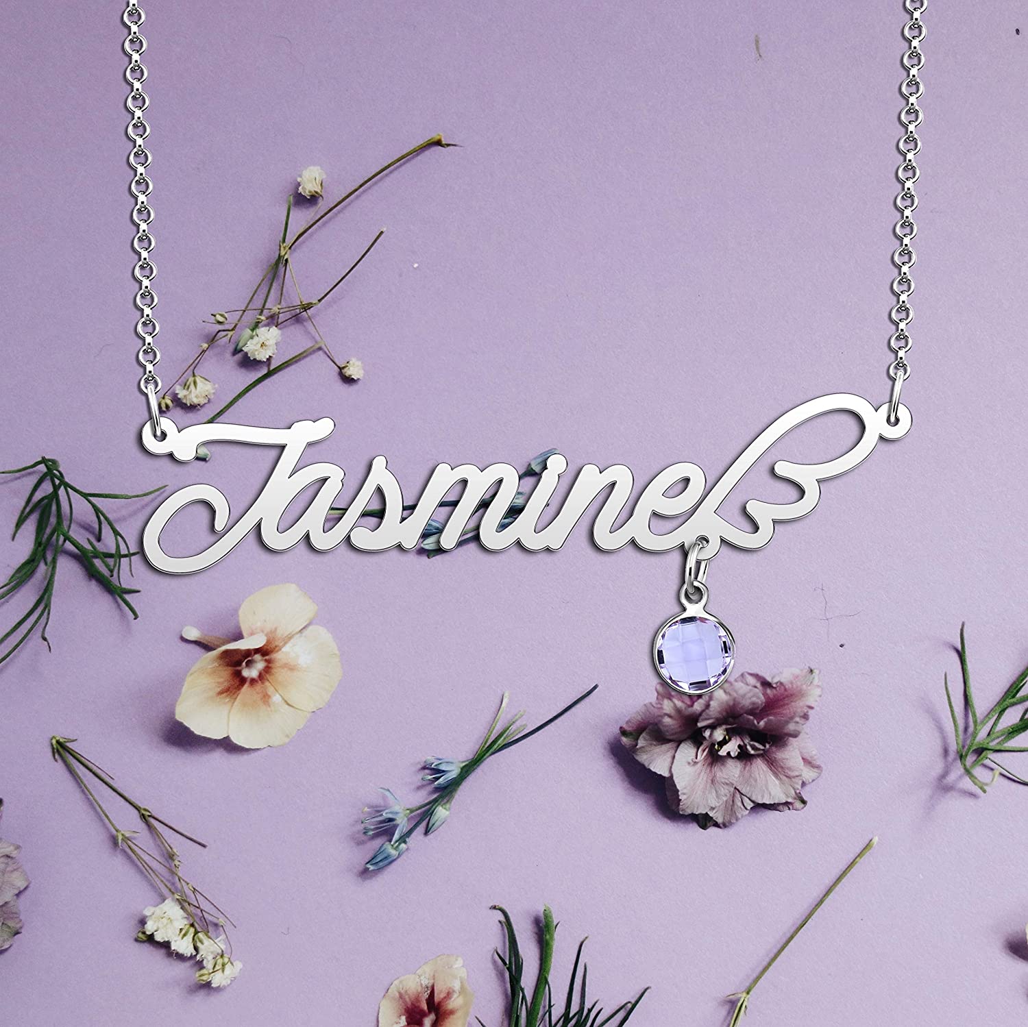 Personalised Wings Necklace With Birthstone Custom 1 Name Necklace Gift For Women-Jessemade AU