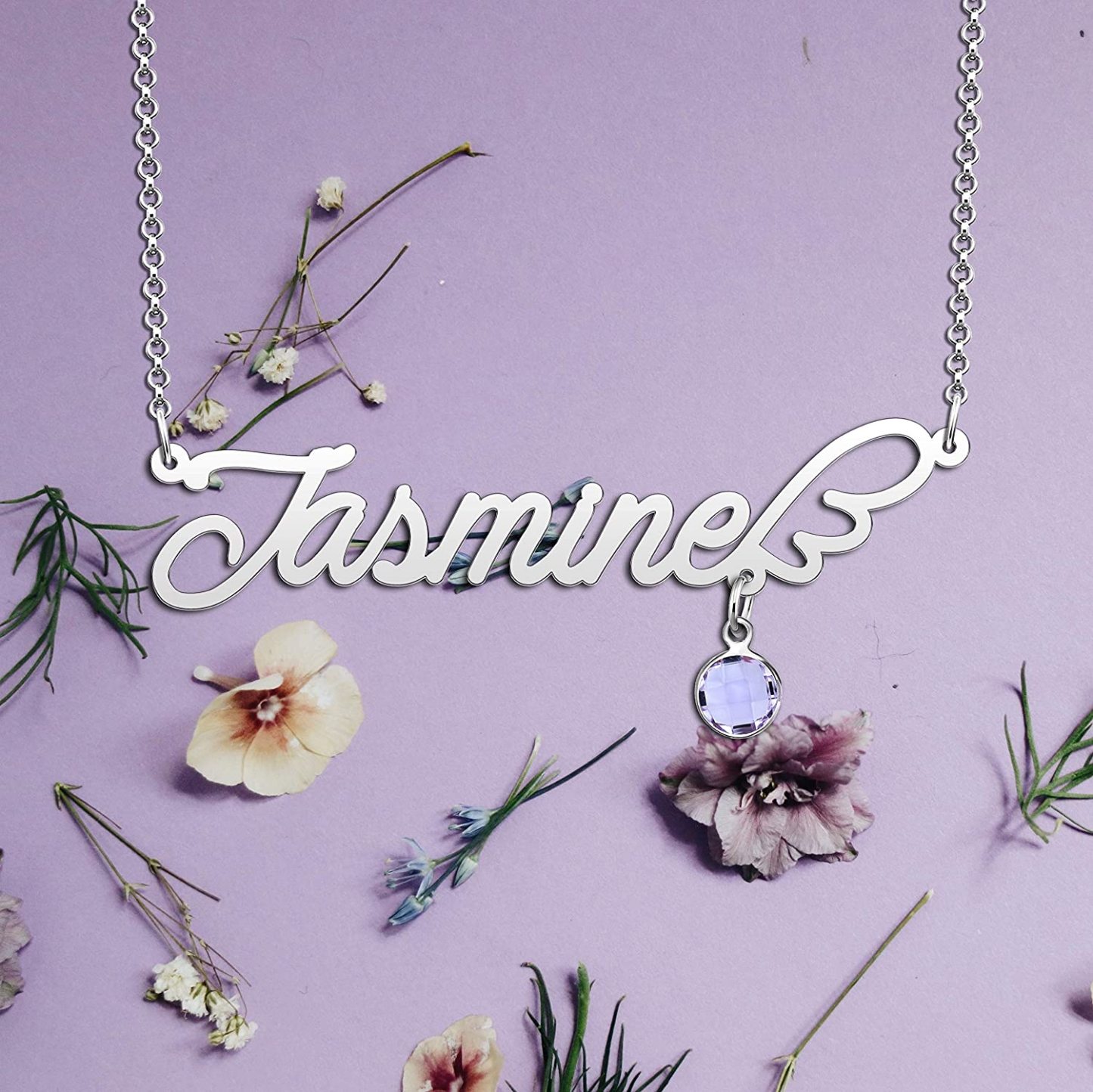 Personalised Wings Necklace With Birthstone Custom 1 Name Necklace Gift For Women-Jessemade AU
