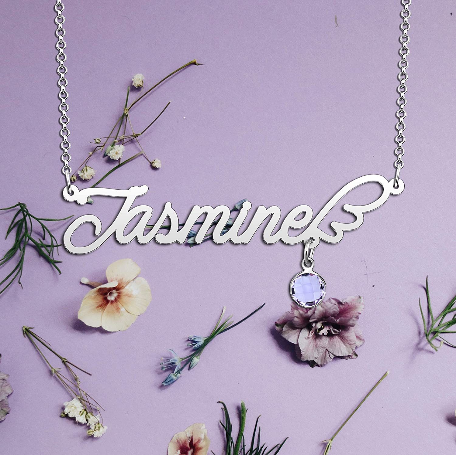 Personalised Wings Necklace With Birthstone Custom 1 Name Necklace Gift For Women-Jessemade AU