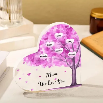 6 Names - Personalised Acrylic Heart Keepsake Custom Text Purple Tree Ornaments Gifts for Grandma/Mother-Jessemade AU