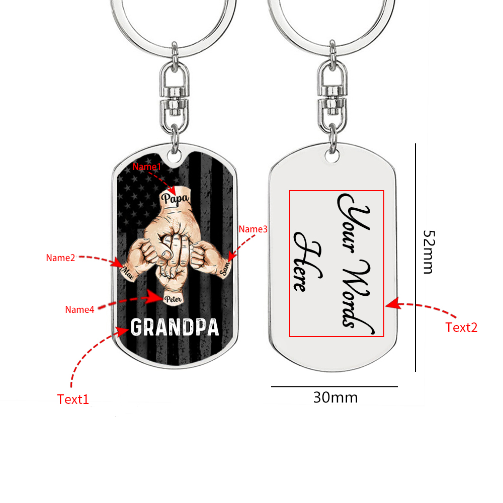 Personalised Fist Bump Keychain Engrave 4 Names For Father/Grandpa-Jessemade AU