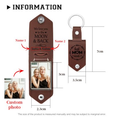 Personalised Leather Keychain Custom Photo & 2 Names Keychain Gifts For Her - Best Mom Ever-Jessemade AU