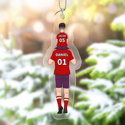 Personalised 2–4 Names Football Family Keychain Custom Soccer Keychain Gift for Dad Grandpa