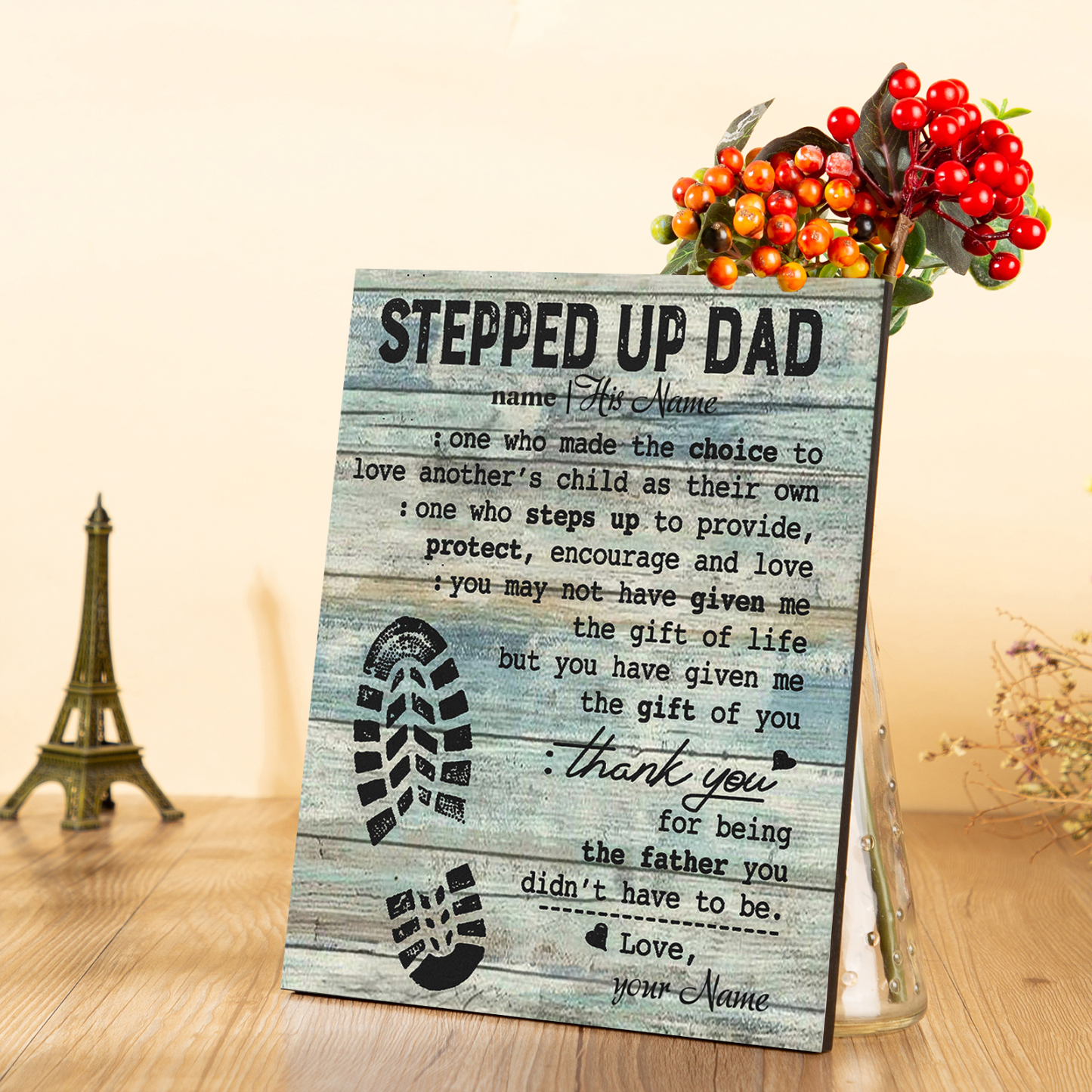 Father's Day Gifts To Dad Photo Frame Wood Signs Keepsake-Jessemade AU