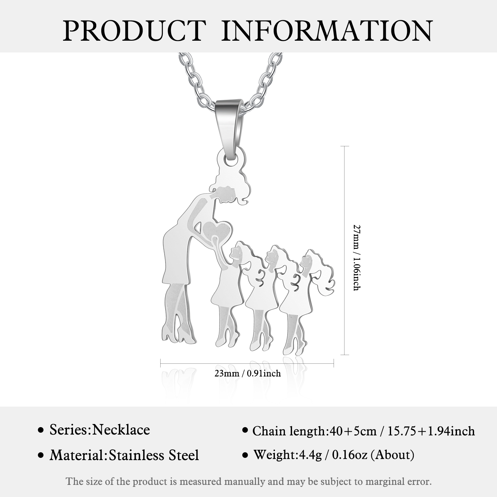 Women Necklace Mother & 3 Daughters Pendant Necklace Stainless Steel Mother's Day Gifts for Mum-Jessemade AU