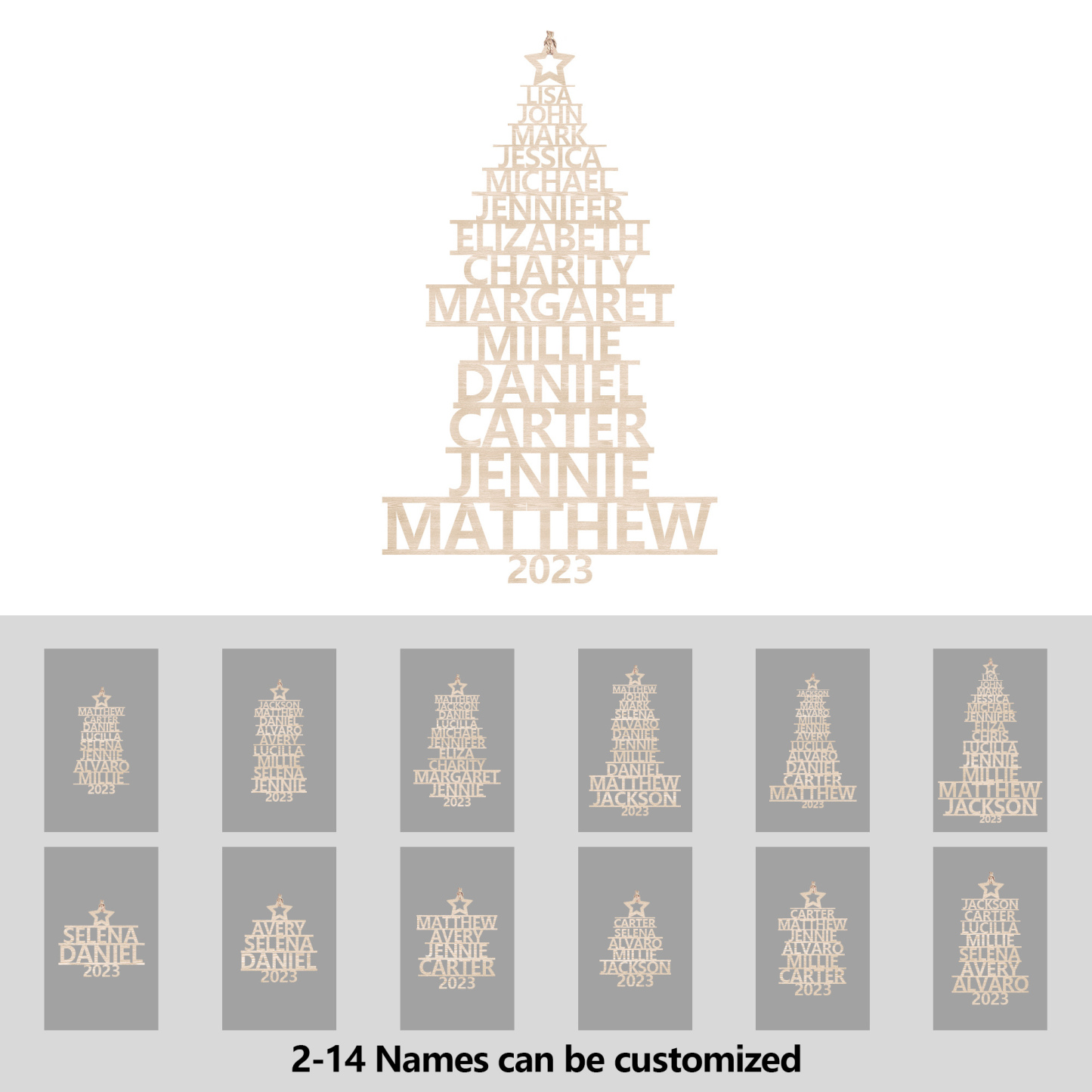 3 Names - Personalised Christmas Tree Ornaments Customised Name Xmas Wooden Decor Gifts for Family Friends-Jessemade AU