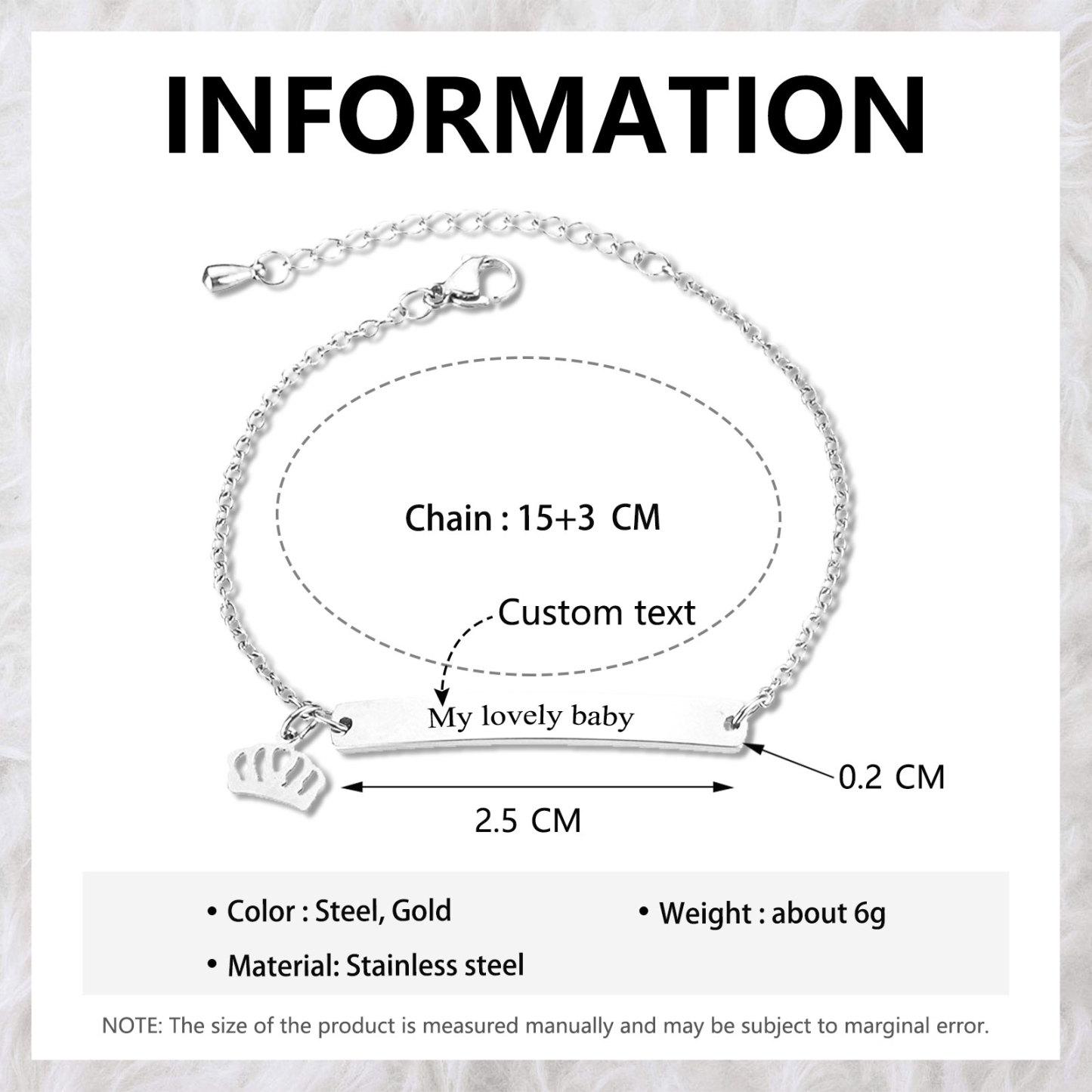 Custom 1 Name Bracelet Personalised Crown Bracelet Love Gifts For Her-Jessemade AU