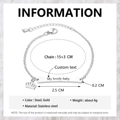 Custom 1 Name Bracelet Personalised Crown Bracelet Love Gifts For Her-Jessemade AU