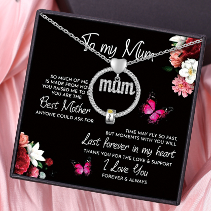 Personalised Circle Necklace With 1 Birthstone Pendant Engraved Names Gift For Mum-Jessemade AU