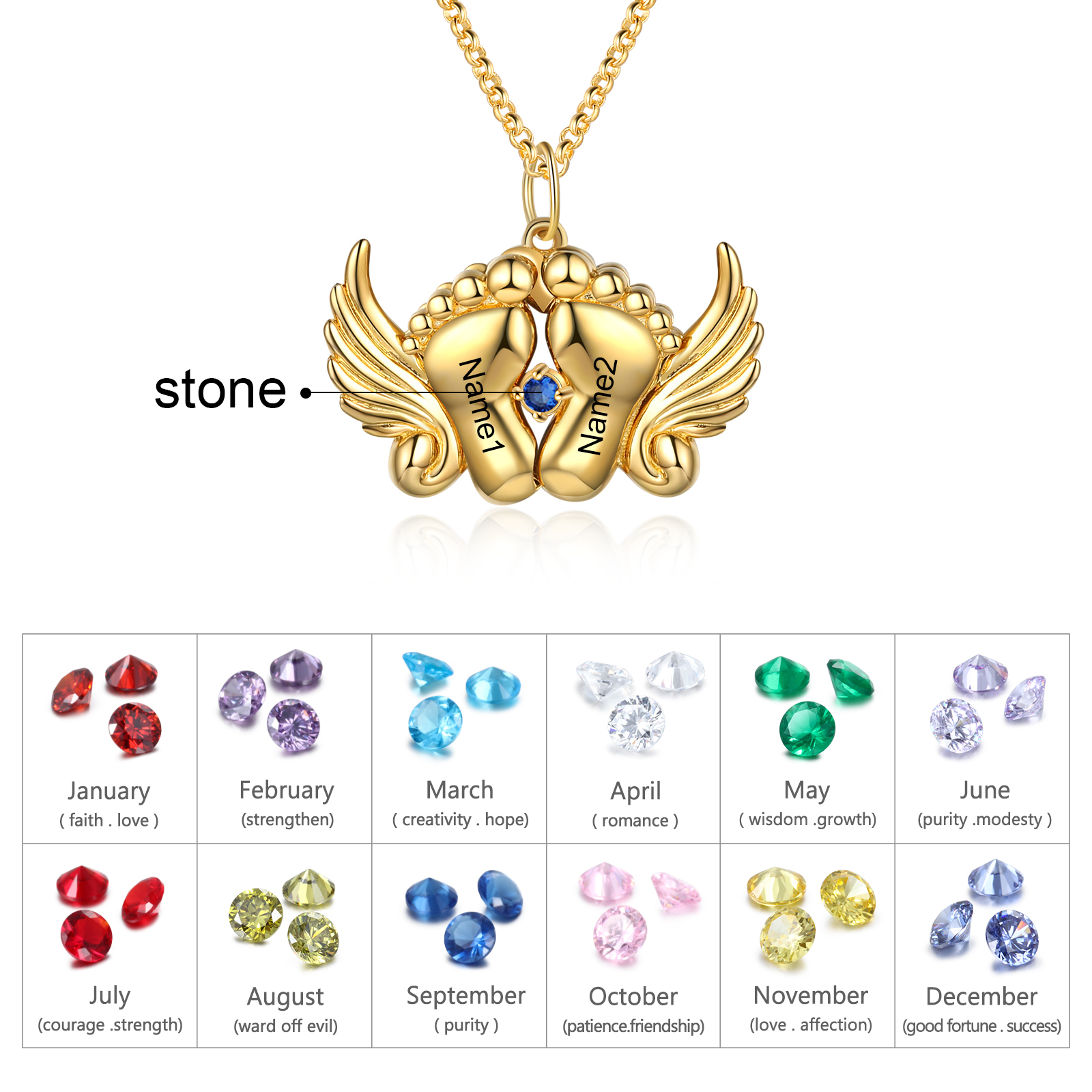 Personalised Baby Feet Photo Locket Necklace with Birthstone Custom Names Necklace-Jessemade AU