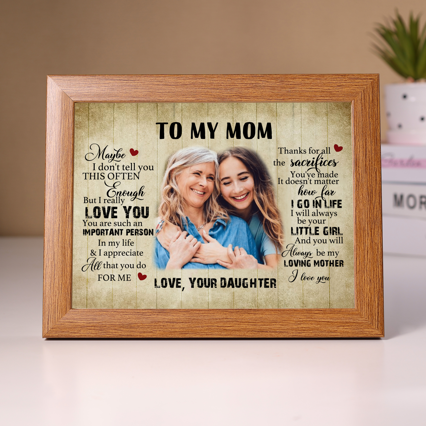 To My Mom Personalised Photo Frame With Light Gifts For Mother “Thanks for all the sacrifices You've made”-Jessemade AU