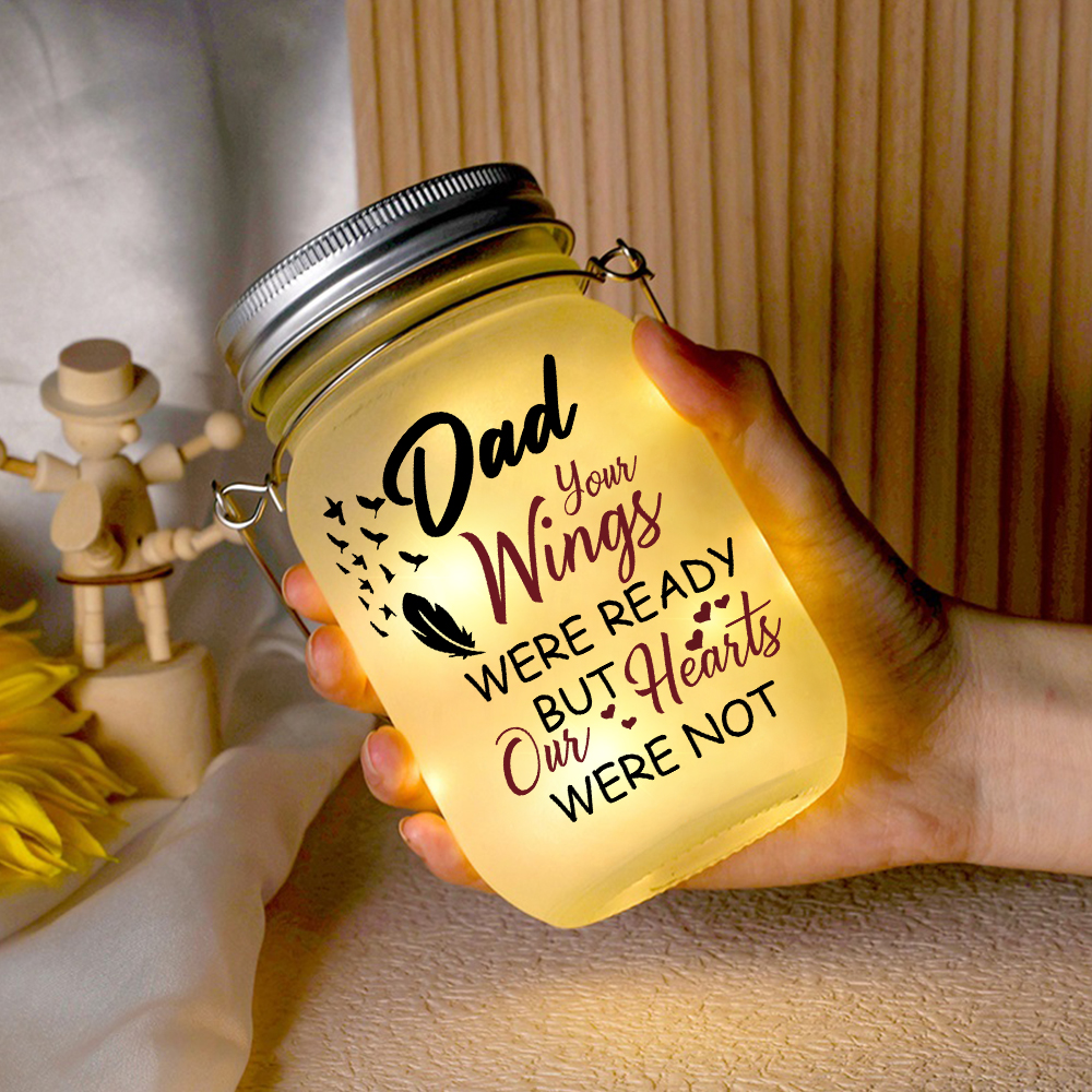 Memorial Jar Night Light "Your Wings Were Ready But Our Hearts Were Not" Memorial Bottle Solar Light-Jessemade AU