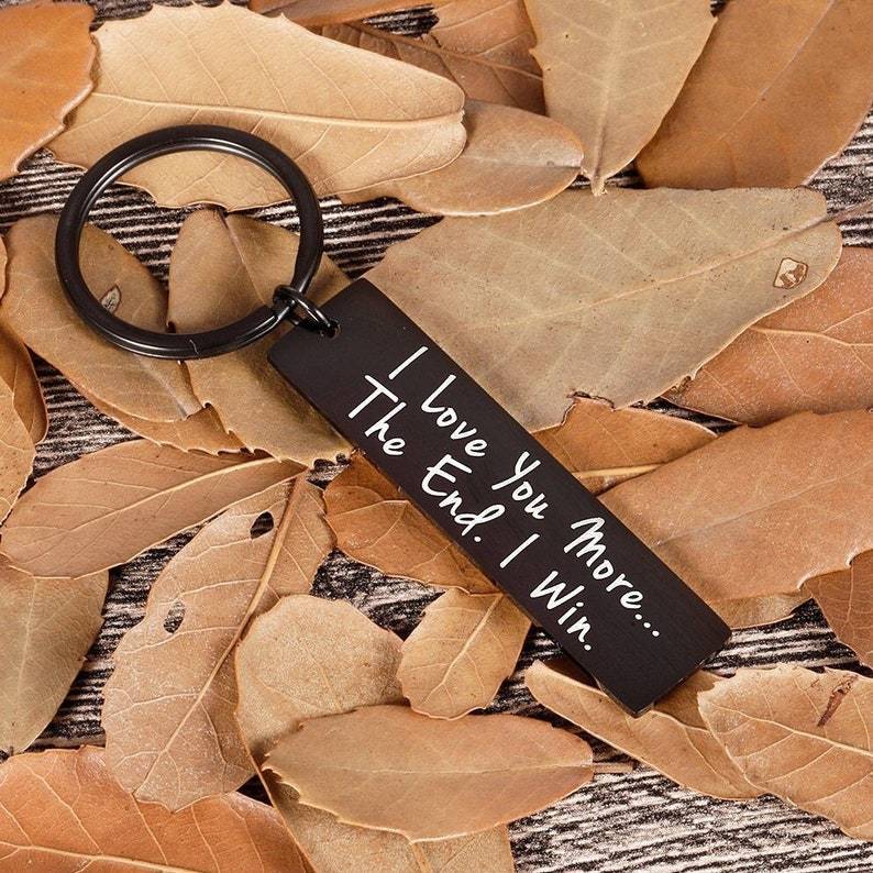 I Love You More The End I Win Black Keychain for Couple-Jessemade AU