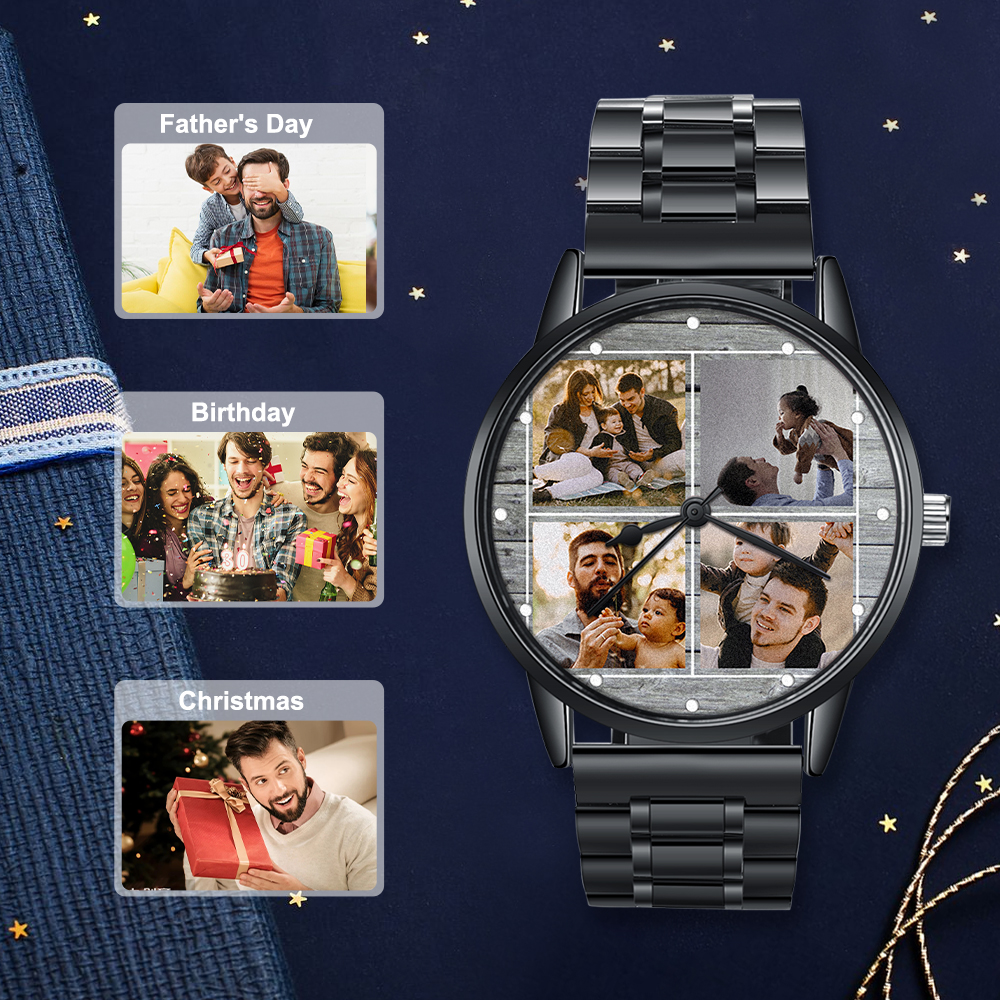 Personalised Photo Watch Custom 4 Photos Mechanical Watch Gifts for Him-Jessemade AU