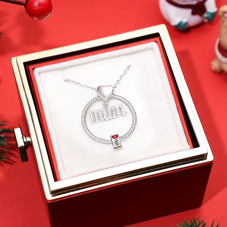 1 Name - Personalised Mum Circle Pendant Necklace Custom Name & Birthstone Necklace Gifts For Mum