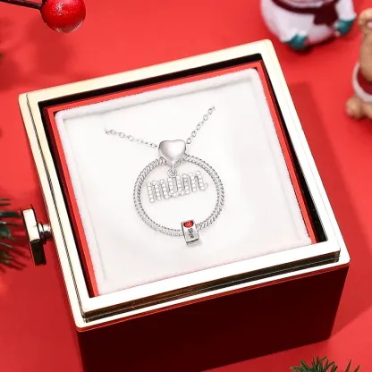1 Name - Personalised Mum Circle Pendant Necklace Custom Name & Birthstone Necklace Gifts For Mum