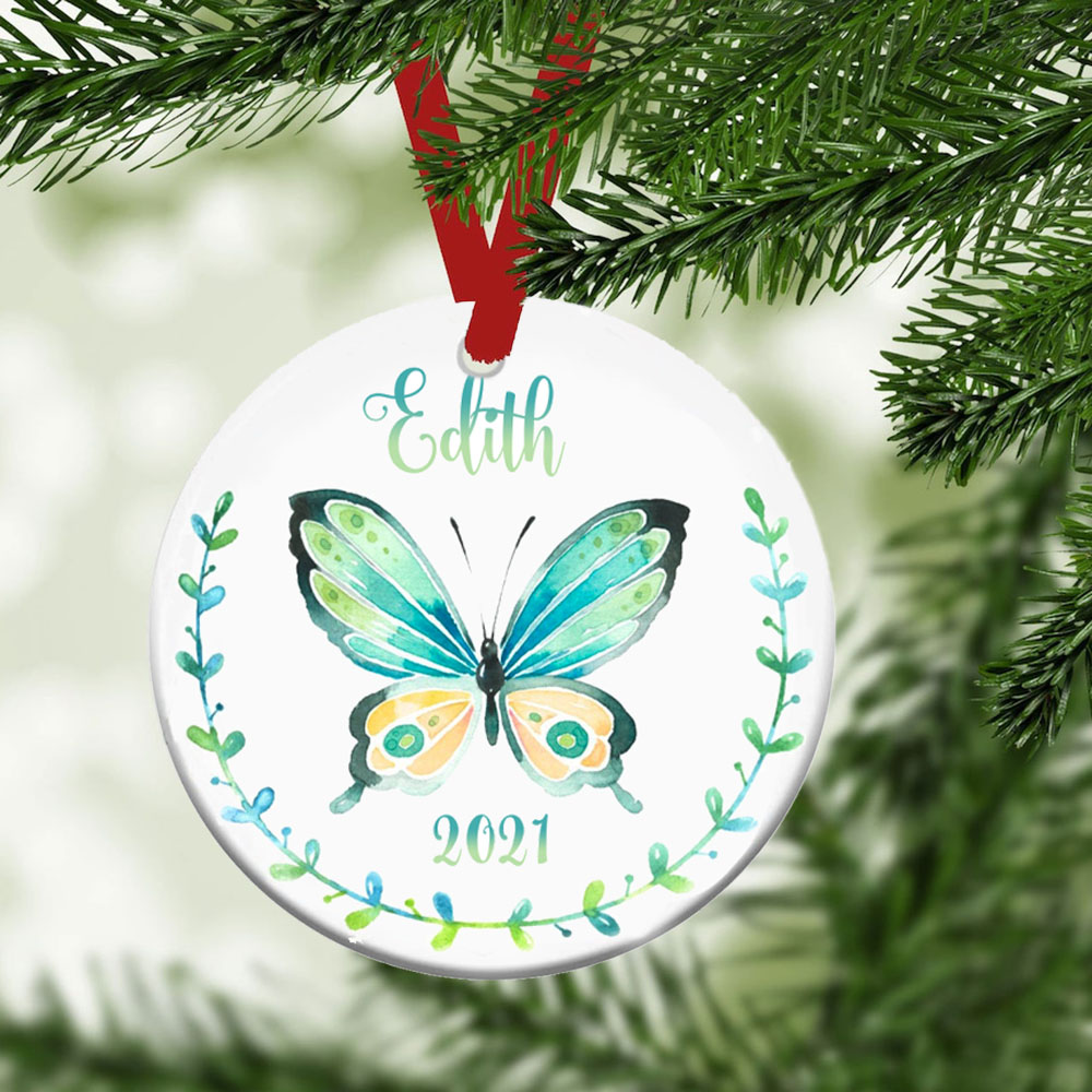 Personalised Blue Butterfly Ornament Custom Name Home Decor for Family-Jessemade AU