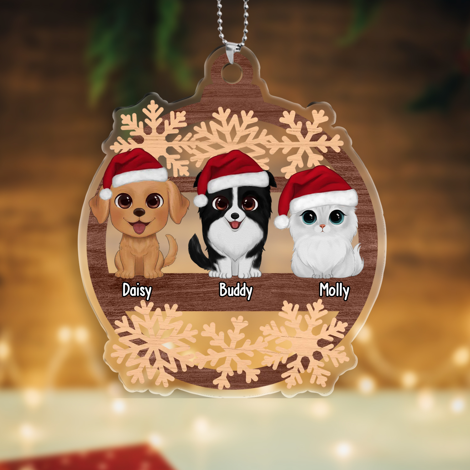 Pet Christmas Ornaments Customised 1–6 Names Wooden Christmas Decor Personalised Gifts for Family Friends-Jessemade AU