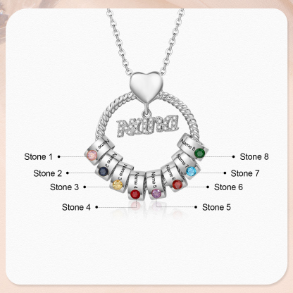 8 Names - Personalised Nana Necklace Custom Names & Birthstones Circle Pendant Necklace Gift for Grandma Nana-Jessemade AU